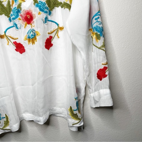 Johnny Was Vagabound Blouse Floral Embroidered Tunic  Blouse Boho - Picture 9 of 13